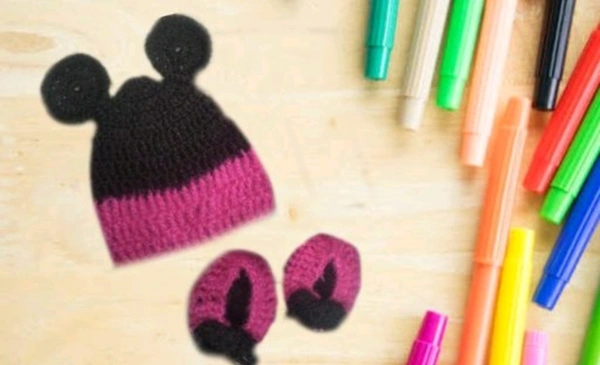 Combo Of Stylish Black &Pink Woolen Cap N Shoes - Free Size, Black & Pink, Wool, Multipack of1